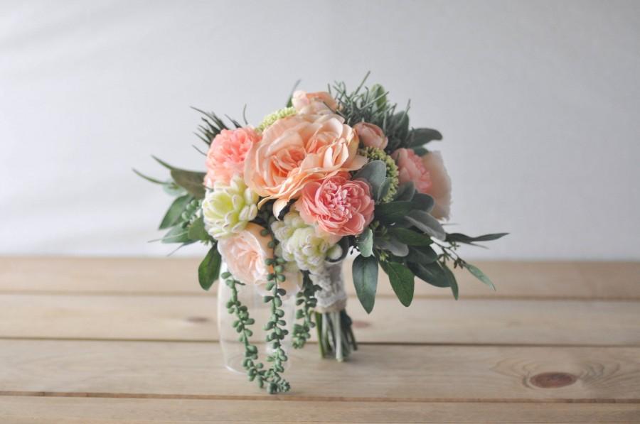 Свадьба - Summer Succulents Silk Bridal Bouquet 