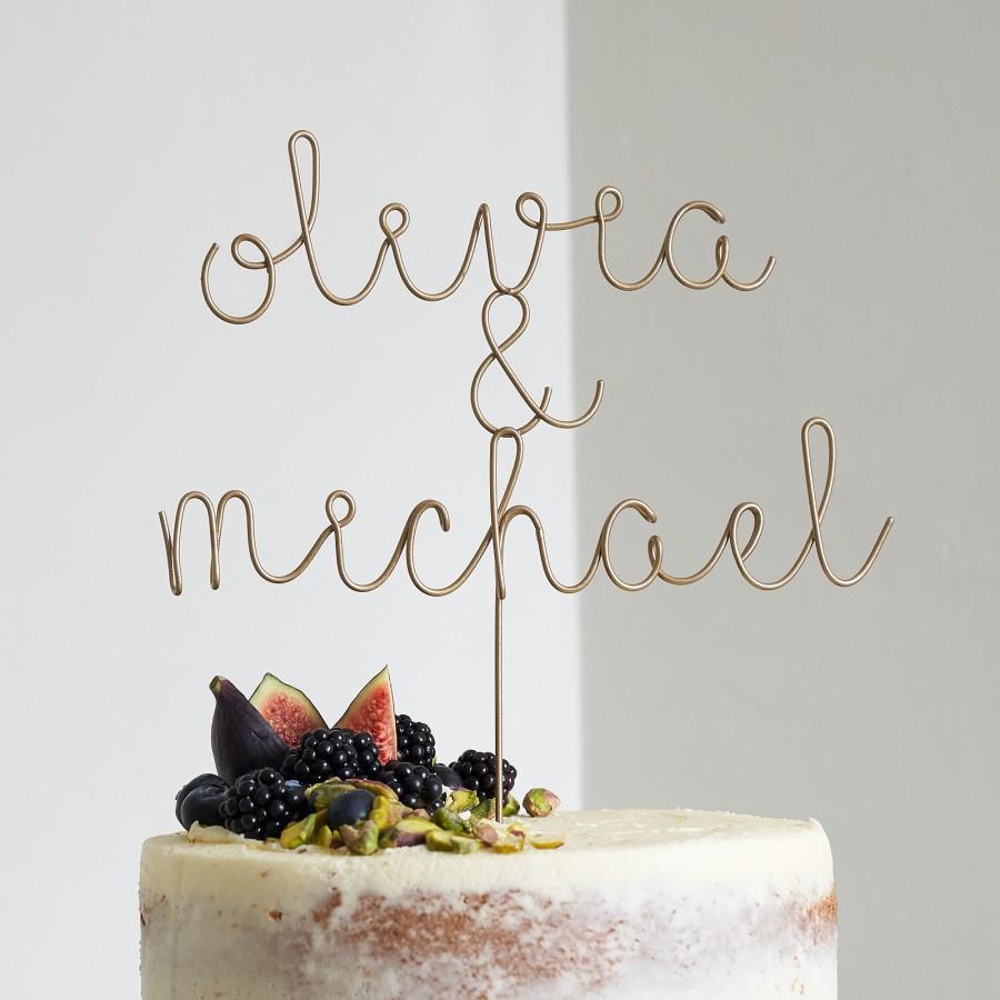 Wedding - Couple's Name Cake Topper, Wedding Cake Topper, Gold Name Topper, Wire Cake Topper, Custom Cake Topper, Cake Topper Letter