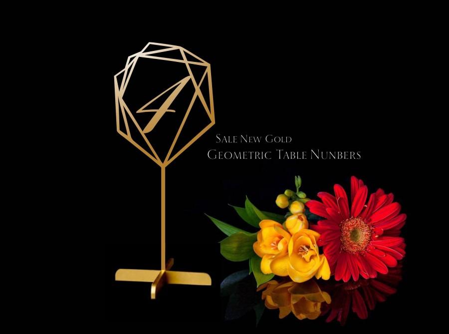 Mariage - Table Numbers.Gold Table Numbers.Geometric Wedding Table Numbers.Numbers with base-Please Send your phone number in the "NOTE to the seller"