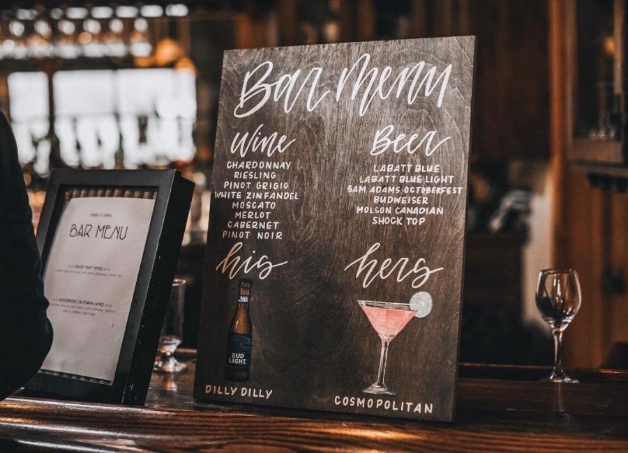 Wedding - bar menu 