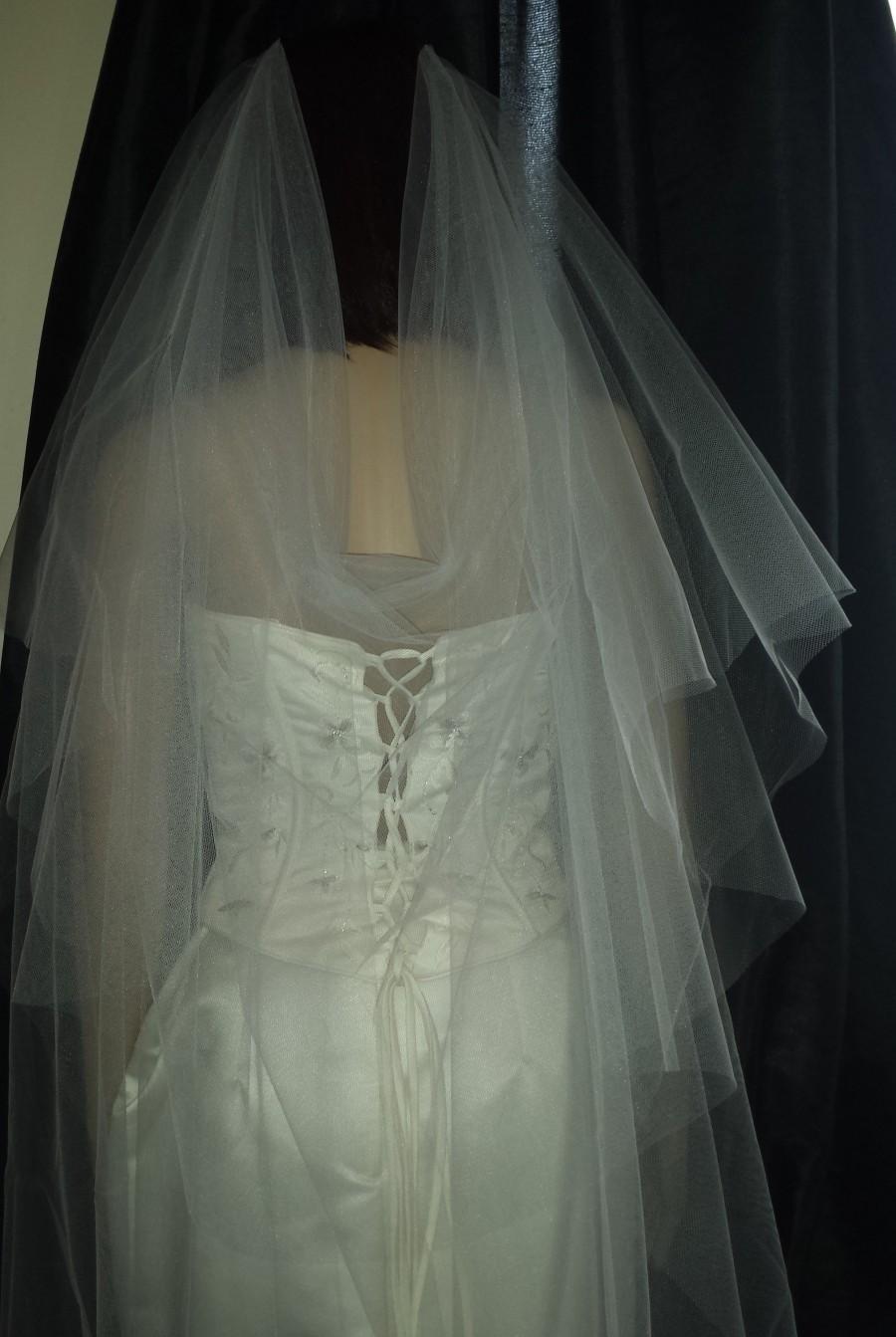 زفاف - Soft Bridal Boho Wedding Veil Drape style 2 tiers Wide 72" Ivory Pale Ivory or White Choice of accents. 42"or 90" lengths to Cathedral 108"