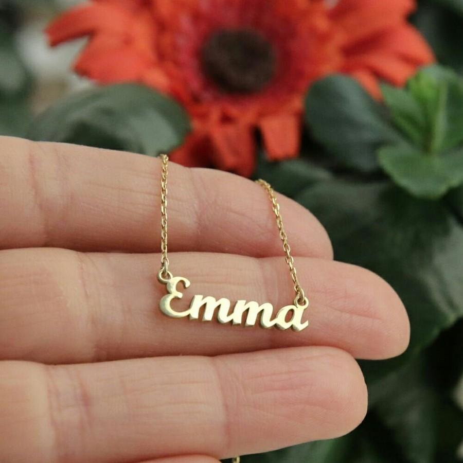 Hochzeit - 14k Solid Gold Name Necklace-Personalized Jewelry-Gift For Her-Initial Necklace-Name Necklace-Personalized Name Necklace-JX11