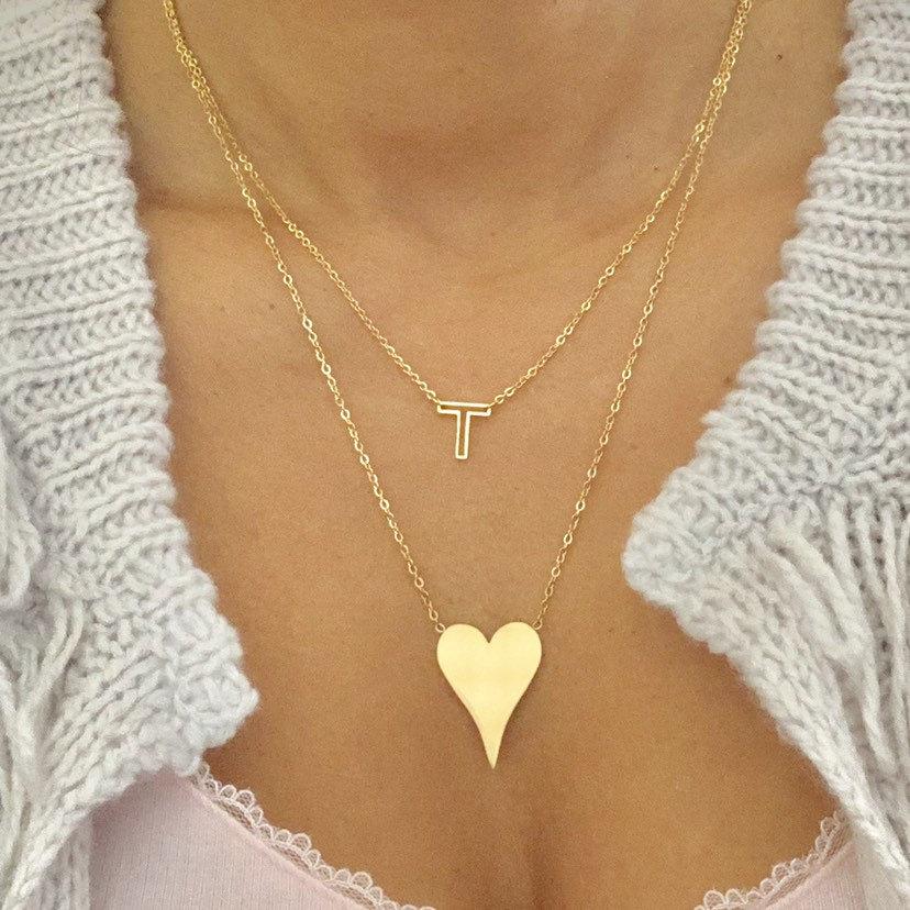 زفاف - SALE heart necklace large medium small heart bridesmaid wedding sale bestseller gold sweetheart love mothers designer valentines hoda kelly