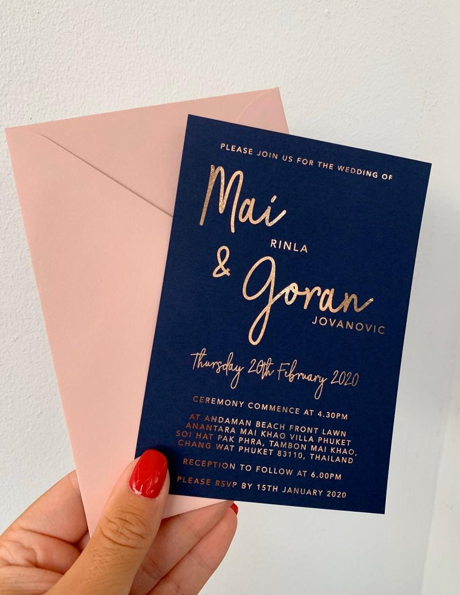 Mariage - Foil Wedding invitation set rose gold silver gold light pink