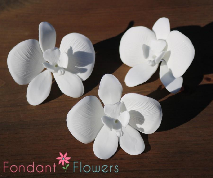 Hochzeit - Beautiful Handmade Sugar Butterfly Orchids - White - Elegant Wedding Cake Toppers