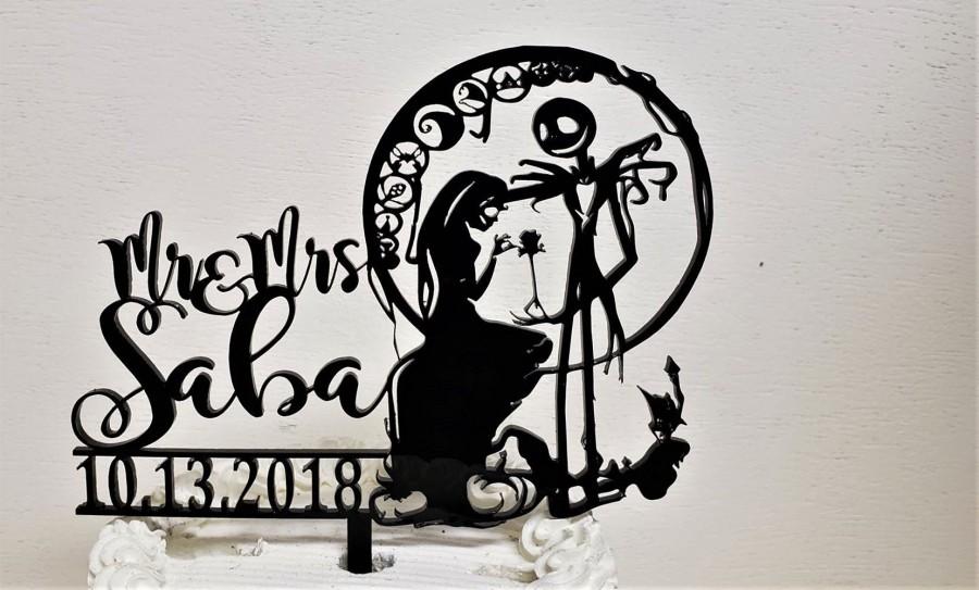 Свадьба - Personalized Jack and Sally  Wedding Cake Topper, Simply Meant To Be Wedding Cake Topper, Custom Couple wedding Cake topper,