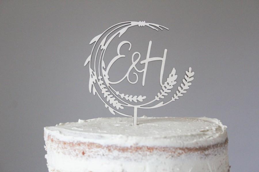 Wedding - Rustic Wedding Cake Topper, Natural Wedding Topper, Monogram Wedding Topper, Wooden Cake Topper, Custom Cake Topper, Personalised Topper