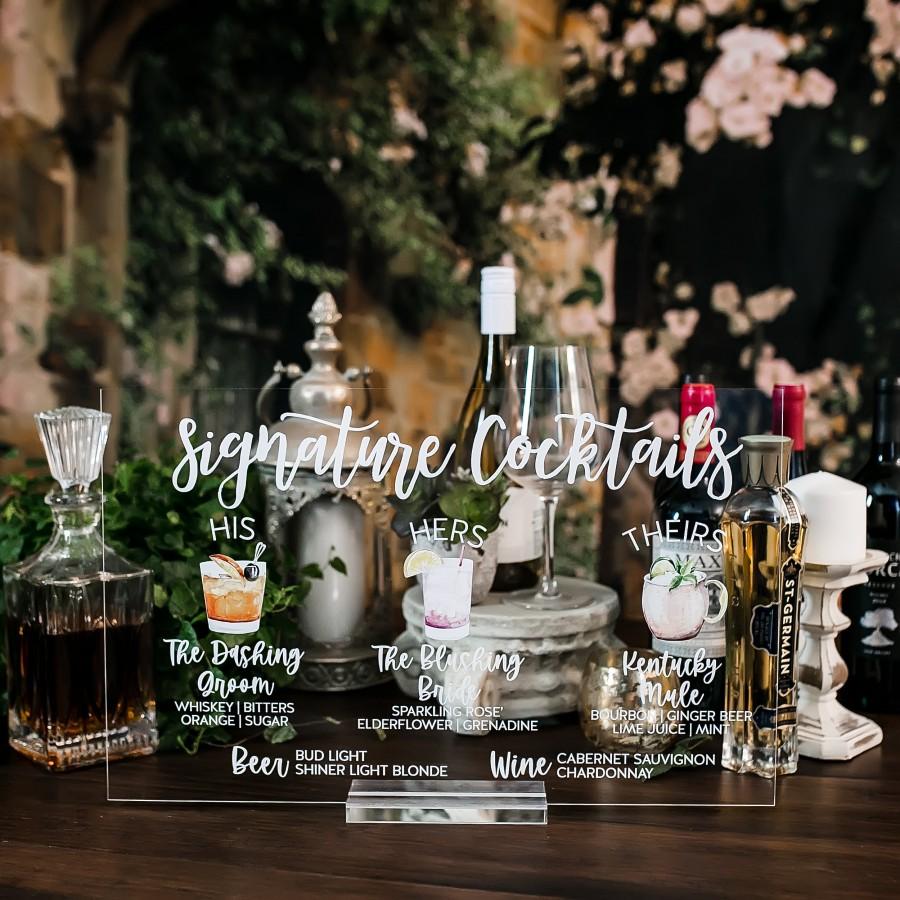 Engraved Acrylic Wedding Drinks Menu Wedding Table Menu Perspex Cocktail Menu 