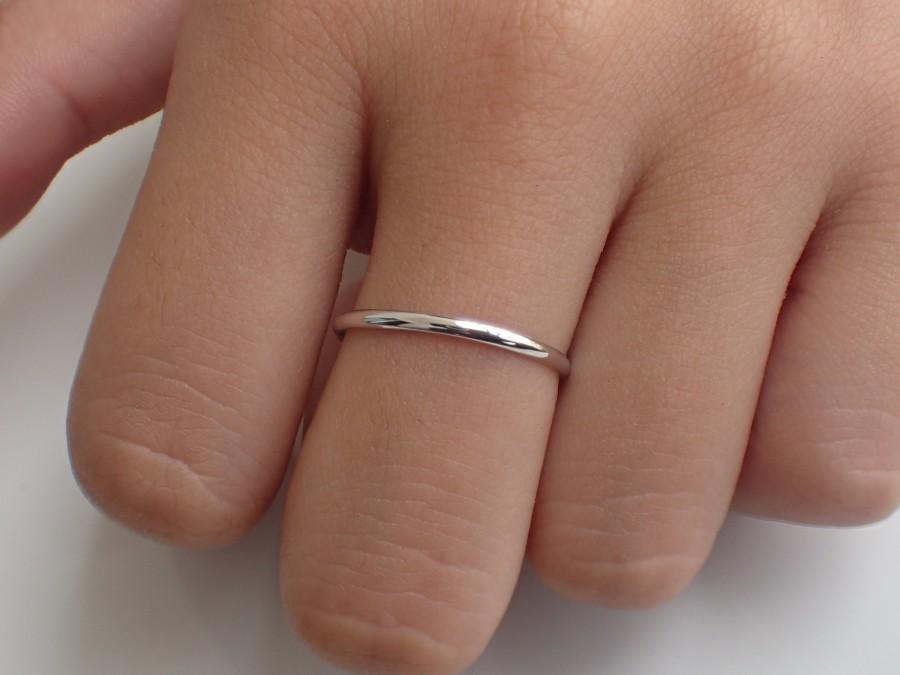 Hochzeit - 1.5mm Simple Thin Plain Wedding Band, Gold Plated Smooth Plain Band, Thin Dainty Band, 925 Sterling Silver Band