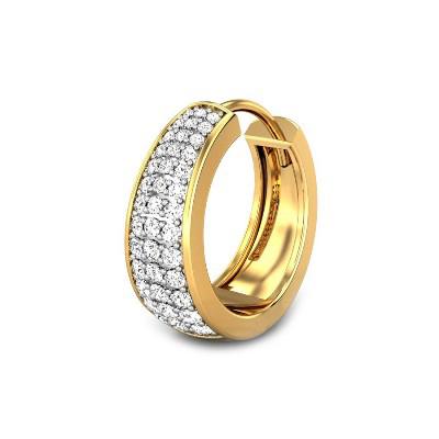 Wedding - Diamond Hoop Earring For Men Craft In 14k Yellow Gold 0.34 Carat