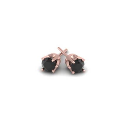 Mariage - Black Diamonds Stud Earring 0.50 Carat In 14k Rose Gold For Men.
