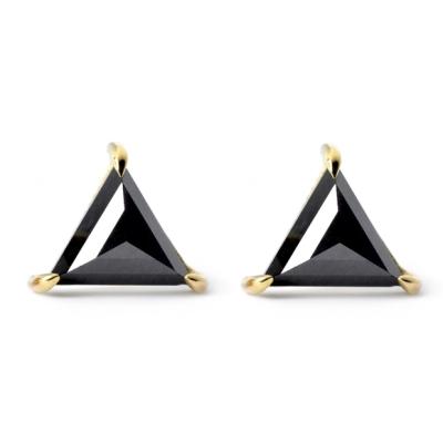 Mariage - Black Diamond Triangle Stud Earrings 0.80 Carat For Unisex