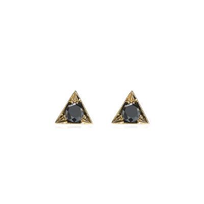 Hochzeit - Unisex Black Diamond Stud Earring 0.80 Carat In 14k Yellow Gold