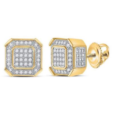Wedding - Diamond Square Cluster Stud Earrings 1.92 Carat For Men & Women