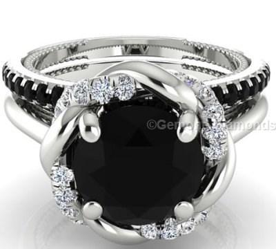 زفاف - Buy 3.47 Carat Black And White Diamond Engagement Ring