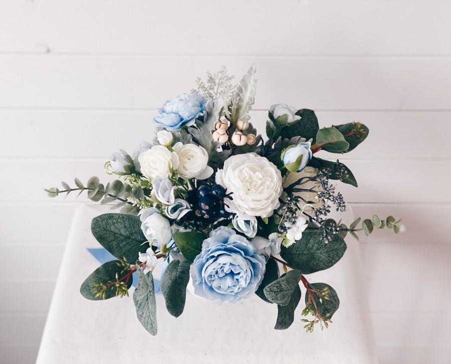 Hochzeit - Wedding bouquet, Dusty Blue Bouquet, Bridal Bouquet, Blue Wedding Bouquet, Eucalyptus Bouquet