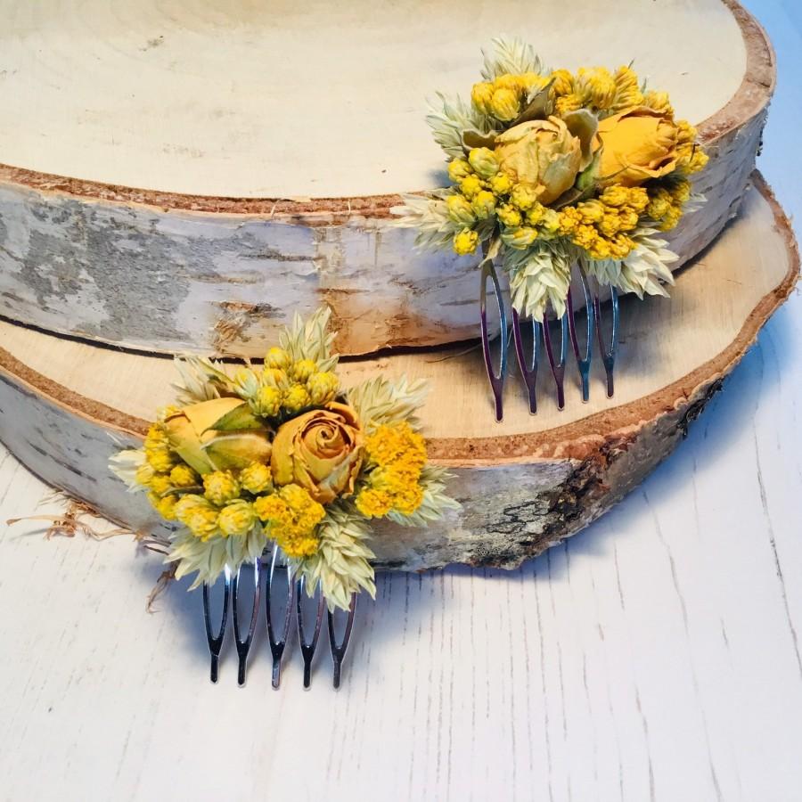 Hochzeit - Dried flower hair comb 
