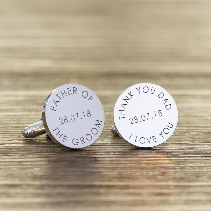 Mariage - Personalised Engraved Silver Father of the Groom or Bride Wedding Cufflinks