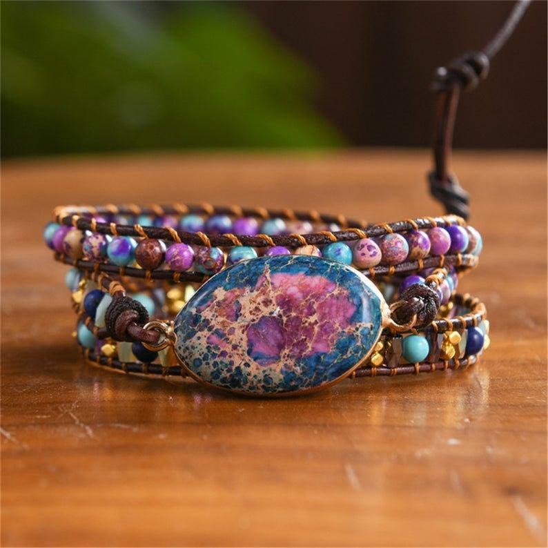 زفاف - Jasper Stone Bracelet-Natural Gemstone Healing Balance Bracelet-Spiritual Meditation Bracelet-Anxiety Relief Bracelet Inner Peace Gift