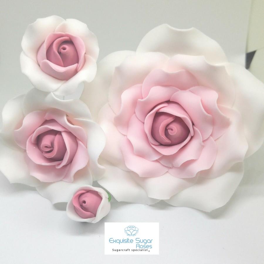 Wedding - SUGAR ROSE FLOWERS Ombre wedding cake birthday cake topper decoration (wired)  4 sizes ** multi buy pay 1 flat rate postage cost **