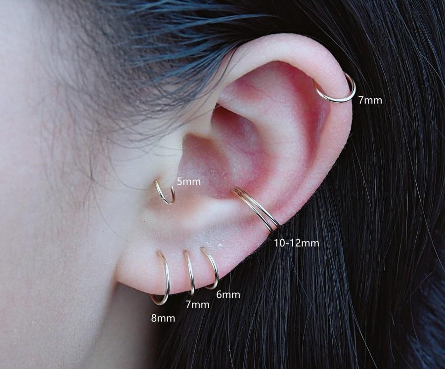 زفاف - Tiny Hoop Earrings, Mini Gold Hoops, Huggie Hoop Earrings,  Small Hoop Earrings, Silver Hoop earrings, Huggie Earrings, Cartilage Earring