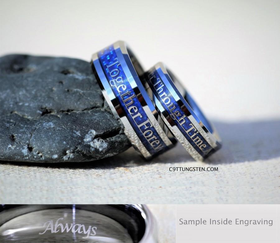زفاف - 6MM And 8MM Doctor Who Inspired Tungsten Wedding Set, Free Inside Engraving