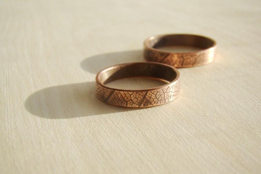 زفاف - His & Hers Promise Rings Couple Ring Set Personalized Ring Set Organic Leaf Organic Modern Engagement Ring