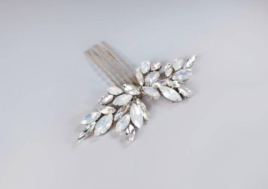 Свадьба - Crystal hair comb for wedding Hair piece for bride with opal Bridal hair pin with rhinestone Hair pin