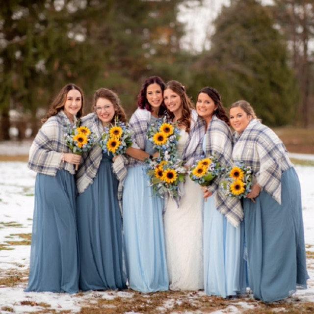 Hochzeit - Spring Wedding Shawl, Blanket Scarf Bridesmaid, Blue Plaid Blanket Scarf for Bridesmaids, Bridesmaid Shawl Spring, Shawls and Wraps