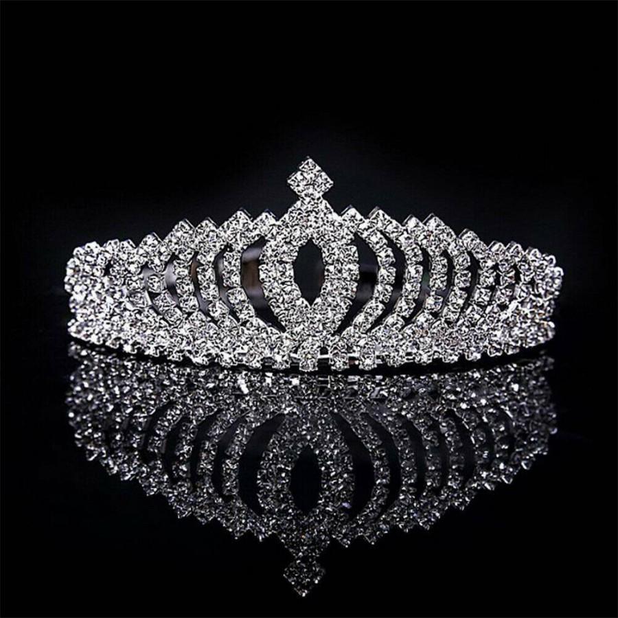 Queen Crystal Crown Headband Rhinestone Wedding Princess Tiara For Bridal Party 