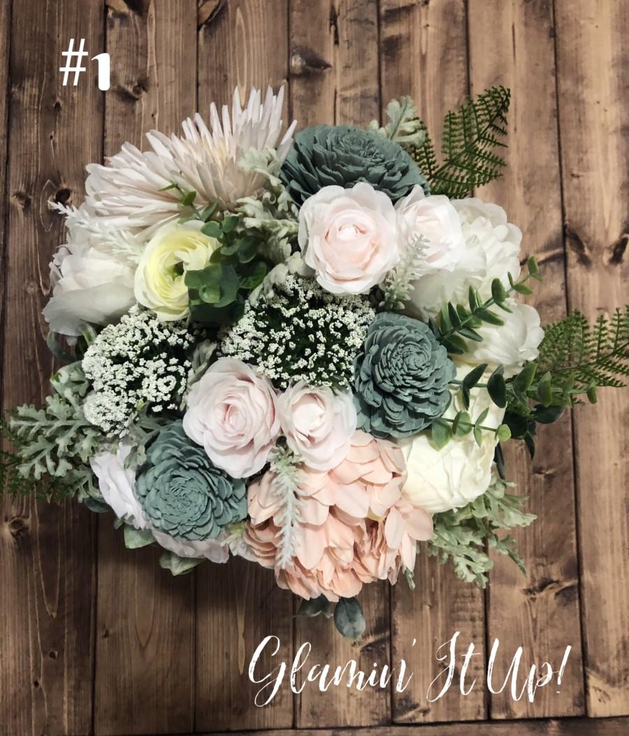 Свадьба - Boho Blush, Sage Green and Ivory Bridal Bouquet, Wedding Flowers
