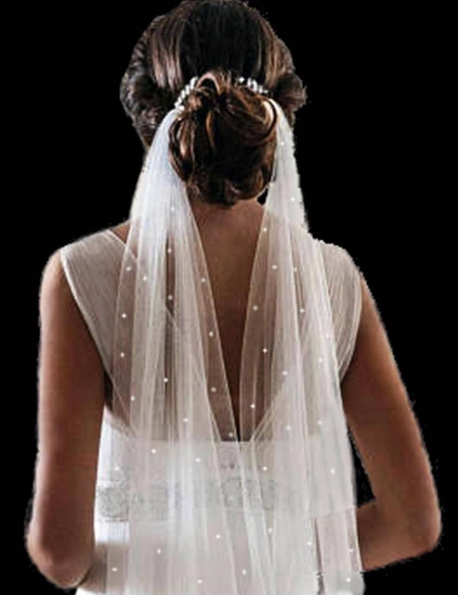 Hochzeit - 144" long drape tulle veil, cathedral scattered crystal wedding veil, crystal bridal veil, crystal wedding veil, drape cathedral veil