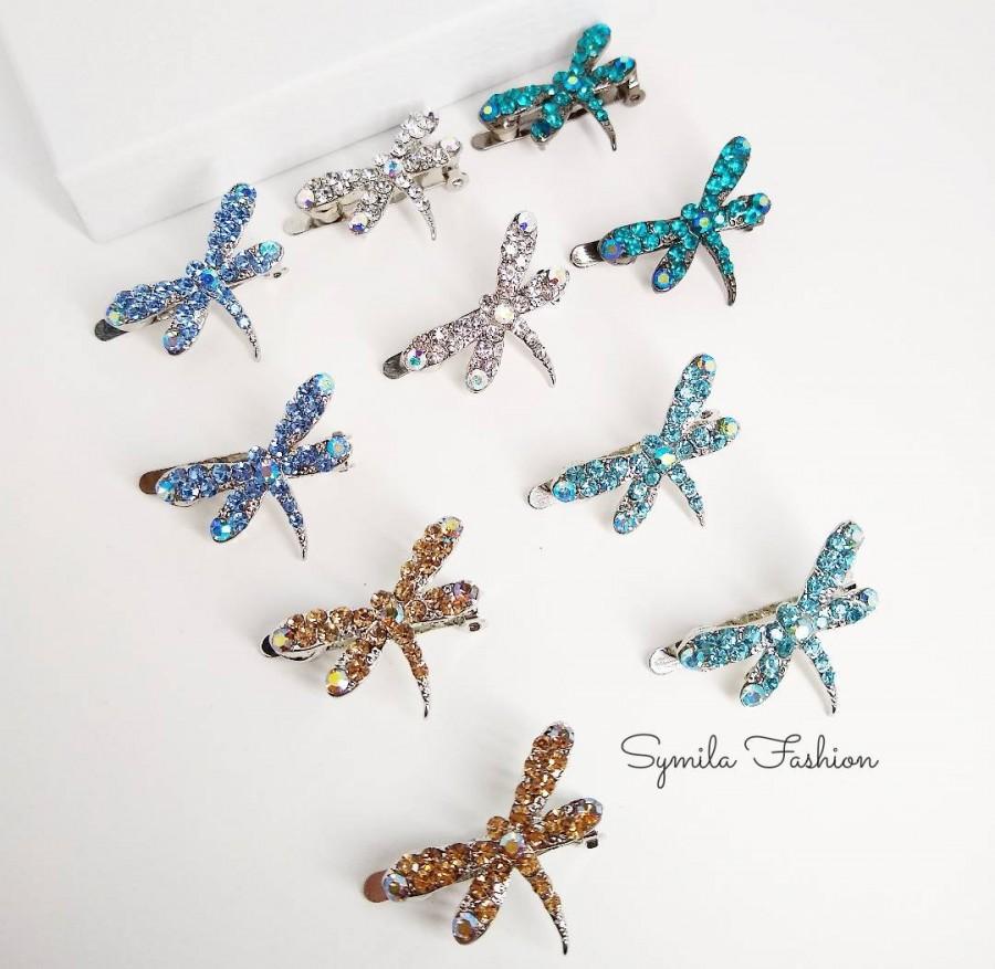 Свадьба - Dragonfly Hair Clips- Crystal Hair pin- Magnetic Hair Accessory, Gift for women, Nature Hair Clips