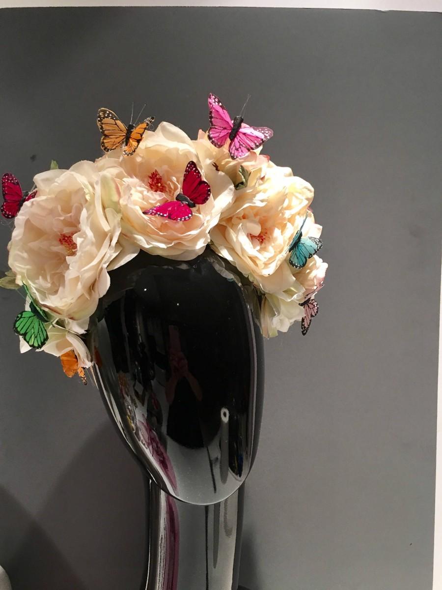 Hochzeit - Flower headBand- Butterfly Headdress- Festival wear