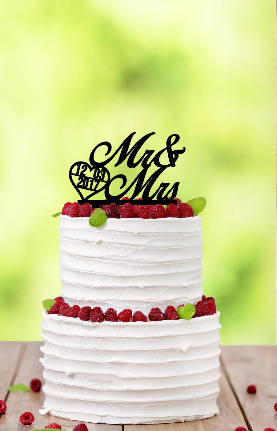 Свадьба - Wedding Cake Topper - Wedding Decor - Personalized Cake Topper - Wedding Date Cake Topper - Mr Mrs Cake Topper - Mr and Mrs - Unique Wedding