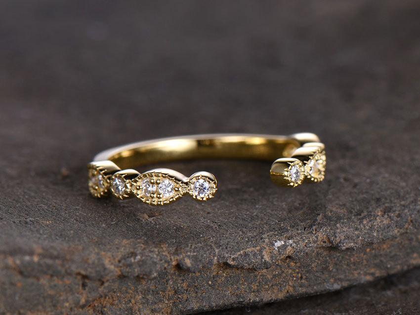 زفاف - Sterling silver ring for women/Cubic Zirconia wedding band/CZ wedding ring/stackable ring/Matching band/Xmas gift/Can custom design gap