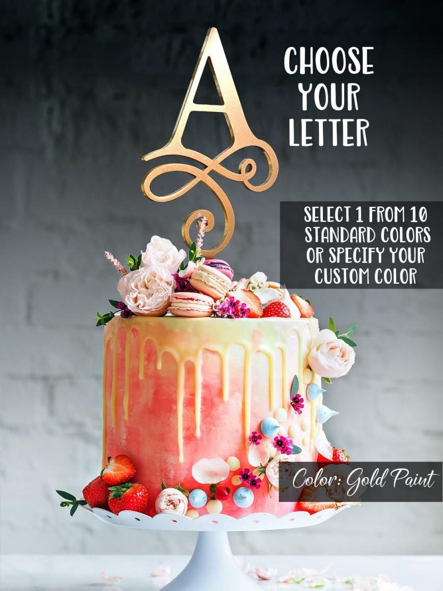 زفاف - Single Letter Cake Topper with your Initial. Monogram wedding cake topper. Initial cake topper. Cake topper monogram.