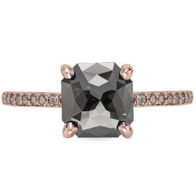 Wedding - Shop Asscher Rose-cut Rustic Diamond Engagement Ring 
