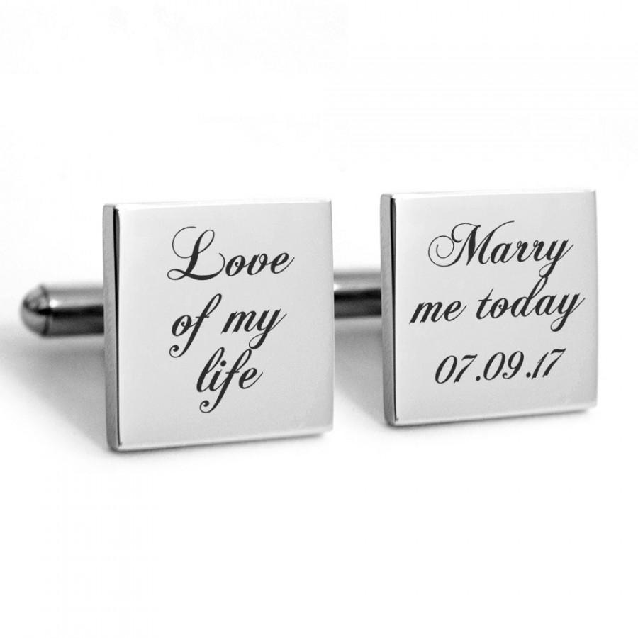 زفاف - Wedding Cufflinks Stainless steel with engraved personalized date for lovers, custom, customized, dated, heirloom