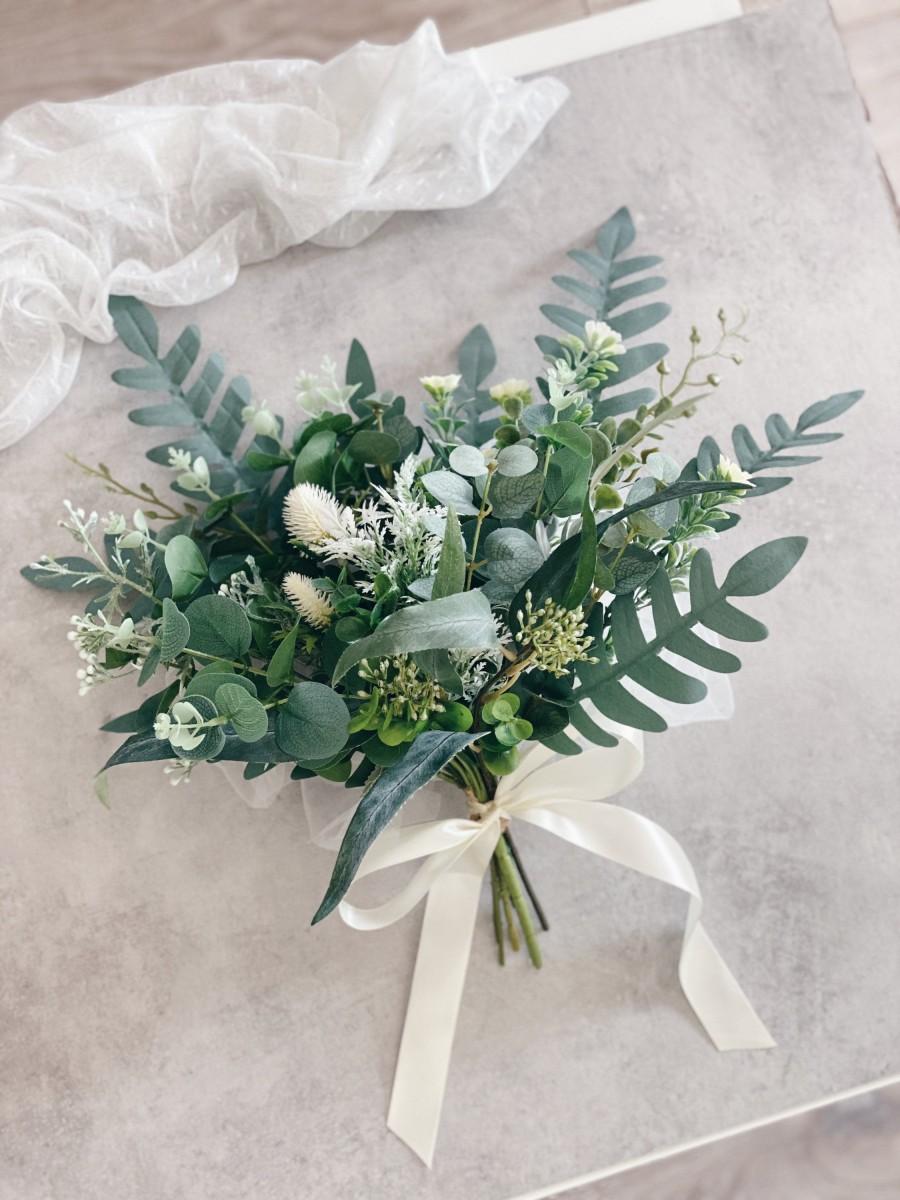 Wedding - Wedding bouquet, Bridal bouquet, Bridesmaids Bouquet, White Green bouquet, Boho bouquet, Eucalyptus bouquet, Rustic bouquet, Wild bouquet