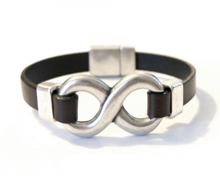 زفاف - Infinity Bracelet Man, Gift for Men Gifts for Him Man Leather Bracelet Personalized Gifts Fiancé Boyfriend gift Silver Anniversary gift
