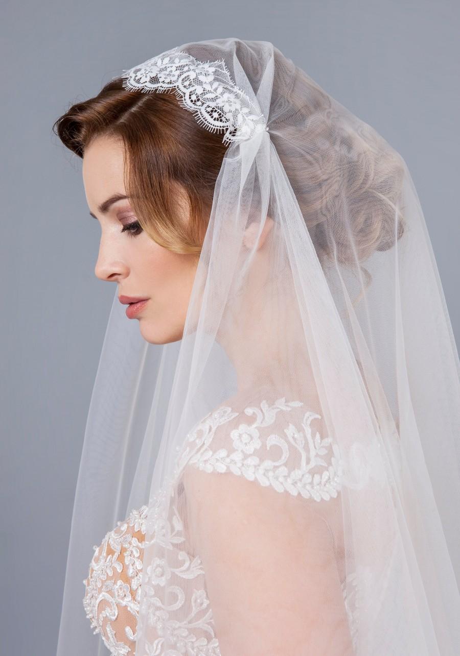 Hochzeit - Lace Juliet Cap Veil, Double layer lace Juliet Cap Veil, 1920s lace cap veil, 1930s veil, vintage veil, ivory julier cap veil, Art Deco Veil