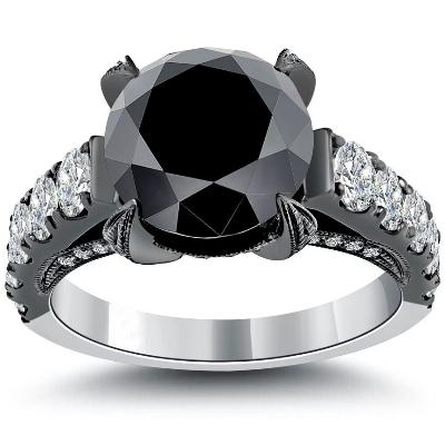 Hochzeit - Buy Vintage Black Engagement In Huge 5.53 Carat Diamond