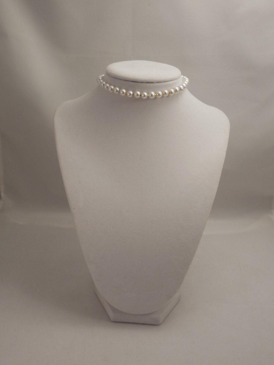 Mariage - Very Cute, Elegant and Sexy Style One Strand, 4mm or 6mm or 8mm or 10mm, White Glass Pearls Choker