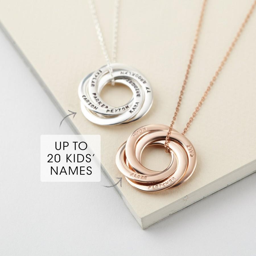 Mariage - Grandma Necklace • Personalized Mom Jewelry • Mother's Jewelry • Mommy Necklace Kids Name • Family Necklace • Interlocking Rings*