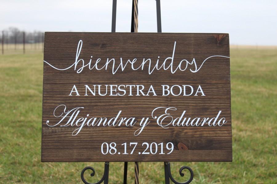 Hochzeit - Spanish wedding welcome sign,personalized Spanish wedding bienvenidos sign,wedding sign,Spanish sign,personalized Spanish wedding sign