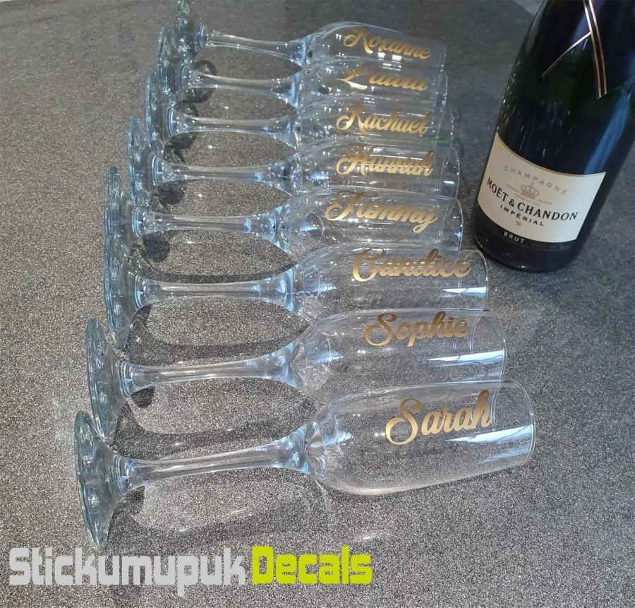 Wedding - Champagne Glass Name decal, Wedding Name Vinyl Sticker ONLY, Champagne flute Names, glasses, Bridal Shower, Bridesmaid personalised