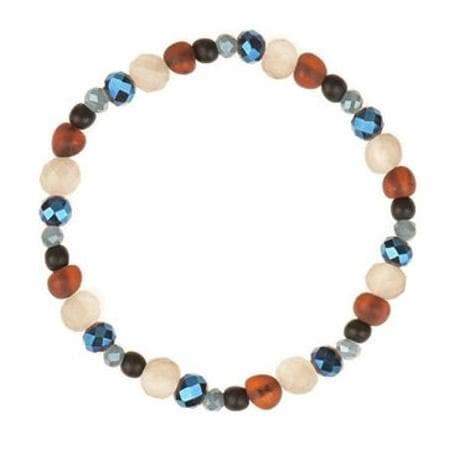 Свадьба - Handmade Raw Amber Bracelet with Glass Black stone Beads