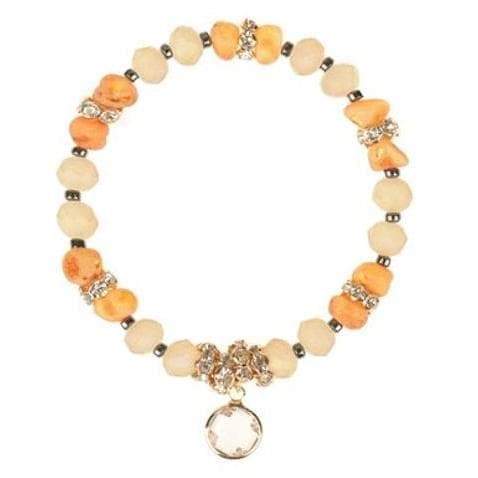 Mariage - Raw Unpolished Baltic amber Bracelet with Glass