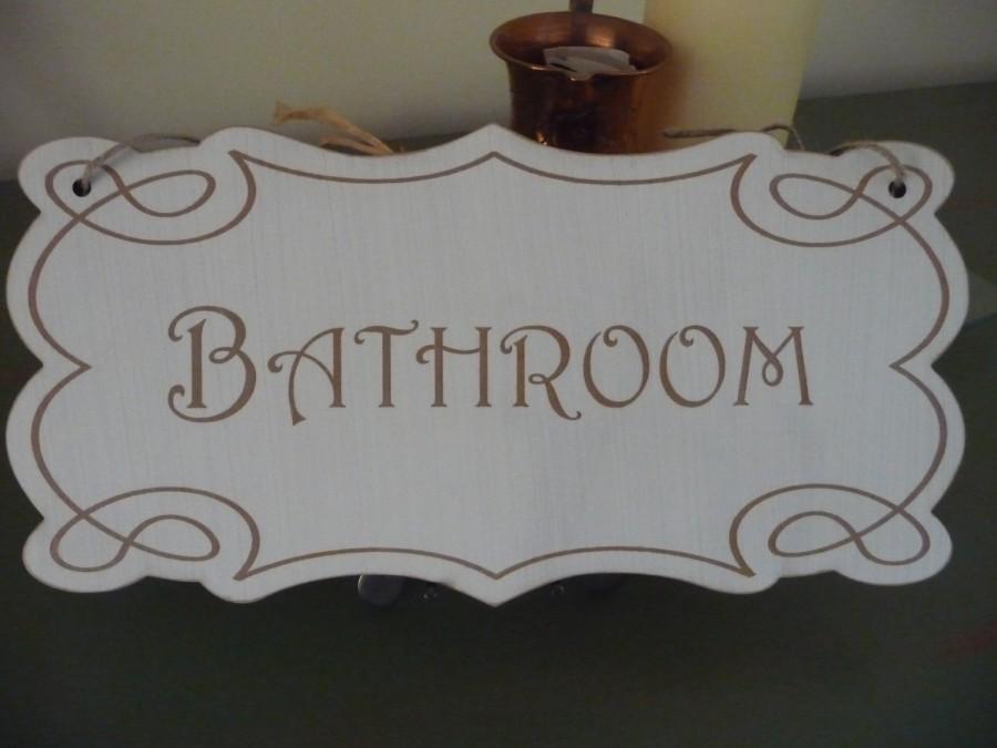 Wedding - Distressed Bathroom Sign, Bathroom Door Sign, Restroom Door Sign, Shabby Bathroom Decor, Unique Wooden Sign, 6 Variation